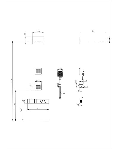 Душевая система с термостатом встраиваемая WONZON & WOGHAND, Брашированное золото (WW-D4538-A-BG)