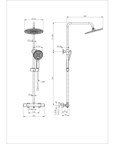 Душевая система с термостатом WONZON & WOGHAND, Белый матовый (WW-B3013-T1-MW)