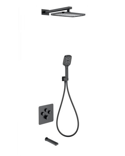 Душевая система с термостатом встраиваемая WONZON & WOGHAND, Черный матовый (WW-B4005-MB)
