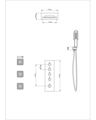 Душевая система с термостатом встраиваемая WONZON & WOGHAND, Темный графит (WW-D4100-BGG)