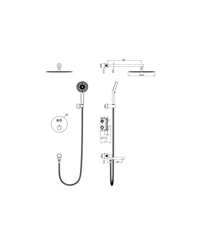 Душевая система с термостатом встраиваемая Wonzon & Woghand, Темный графит (WW-88929010-BGM)