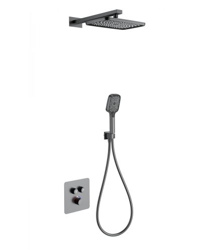 Душевая система с термостатом встраиваемая WONZON & WOGHAND, Темный графит (WW-B4003-BGG)