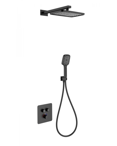 Душевая система с термостатом встраиваемая WONZON & WOGHAND, Черный матовый (WW-B4003-MB)