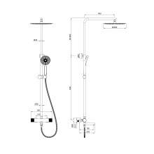 Душевая система с термостатом Wonzon & Woghand, Черный матовый (WW-88739902-MB)
