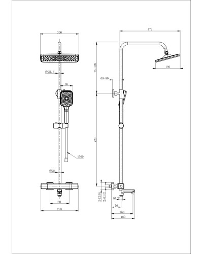 Душевая система с термостатом WONZON & WOGHAND, Темный графит (WW-B3016-T1-BGG)
