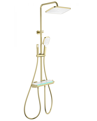 Душевая система с термостатом WONZON & WOGHAND, Брашированное золото (WW-B4174-BG)