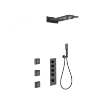 Душевая система с термостатом встраиваемая WONZON & WOGHAND, Черный матовый (WW-D4100-MB)