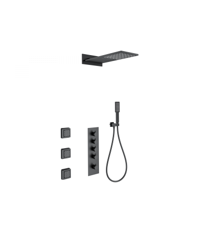 Душевая система с термостатом встраиваемая WONZON & WOGHAND, Черный матовый (WW-D4100-MB)
