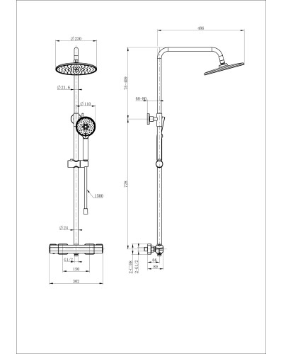 Душевая система с термостатом WONZON & WOGHAND, Белый матовый (WW-B3051-A-MW)