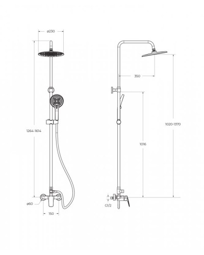 Душевая стойка со смесителем, верхним и ручным душем BelBagno MARINO-DOCM-CRM