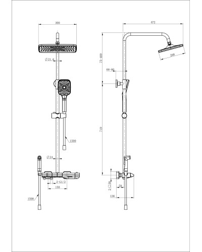 Душевая система с термостатом WONZON & WOGHAND, Белый матовый (WW-B4132-A-MW)