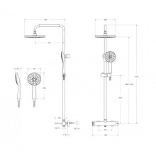 Душевая стойка со смесителем, верхним и ручным душем CEZARES RELAX-CD-01