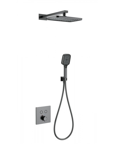 Душевая система с термостатом встраиваемая WONZON & WOGHAND, Темный графит (WW-D2017-B-BGG)