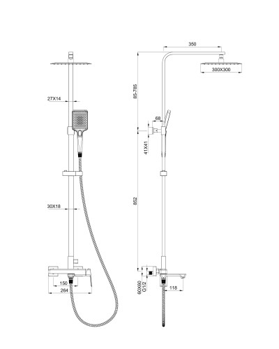 Душевая система WONZON & WOGHAND, Брашированное золото (WW-88739011-BG)