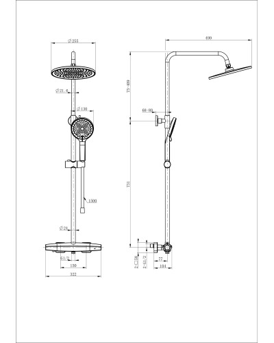 Душевая система с термостатом WONZON & WOGHAND, Хром (WW-B3045-A-CR)