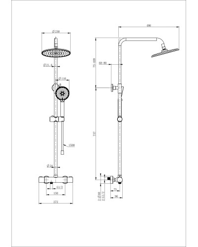 Душевая система с термостатом WONZON & WOGHAND, Белый матовый (WW-B3047-A-MW)
