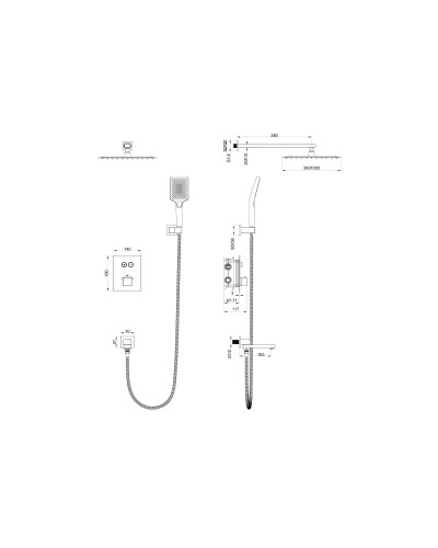 Душевая система с термостатом встраиваемая WONZON & WOGHAND, Черный матовый (WW-88929003-MB)