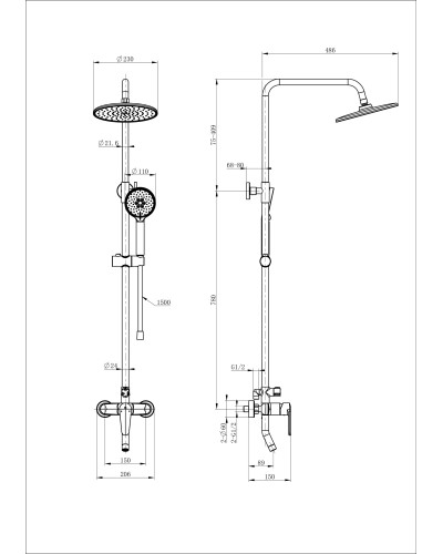 Душевая система WONZON & WOGHAND, Хром (WW-B2168-A-CR)