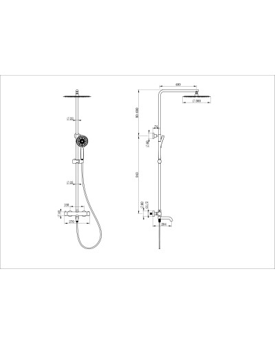 Душевая система с термостатом WONZON & WOGHAND, Черный матовый (WW-88739903-MB)