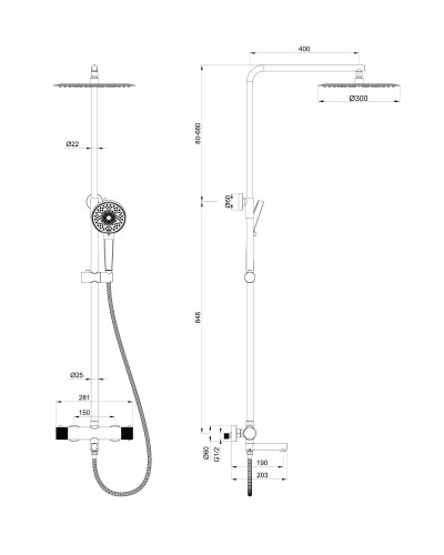 Душевая система с термостатом WONZON & WOGHAND, Брашированное золото (WW-88739902-BG)