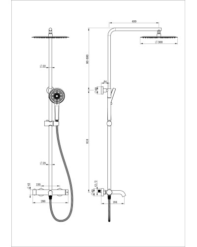 Душевая система WONZON & WOGHAND, Темный графит (WW-88739017-BGM)