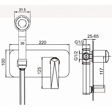 Гигиенический душ со смесителем Boheme Venturo 377-B Хром Черный