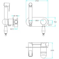 Гигиенический душ со смесителем Boheme Imperiale 425 Золото