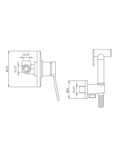 Гигиенический душ со смесителем Bronze de Luxe Element EL28CB Хром Черный