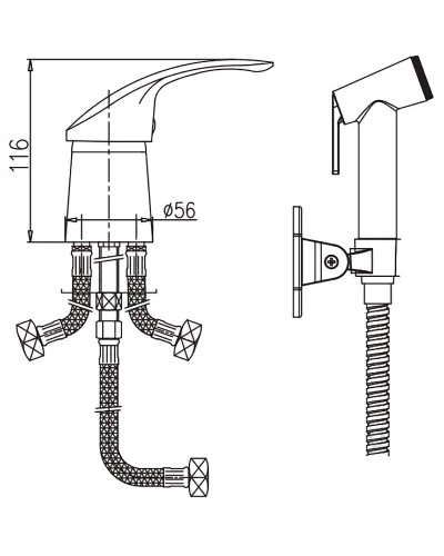 Гигиенический душ со смесителем Haiba HB1221-2 Хром
