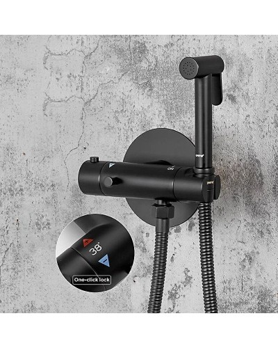 Гигиенический душ со смесителем Gappo G7290-6 с термостатом Черный матовый