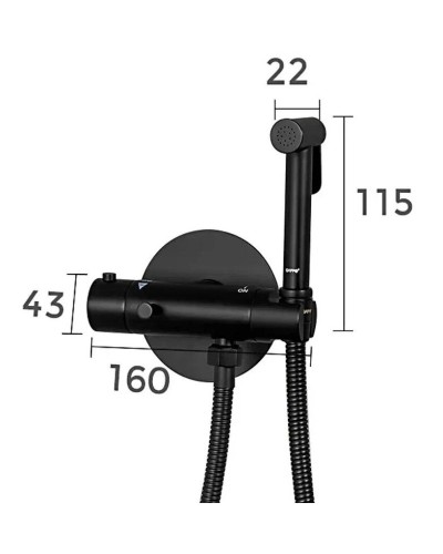 Гигиенический душ со смесителем Gappo G7290-6 с термостатом Черный матовый