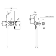 Гигиенический душ со смесителем Bronze de Luxe 1760'S Loft 3253SB Черный матовый