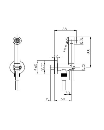 Гигиенический душ Bossini Apice CE4002.073 Черный матовый