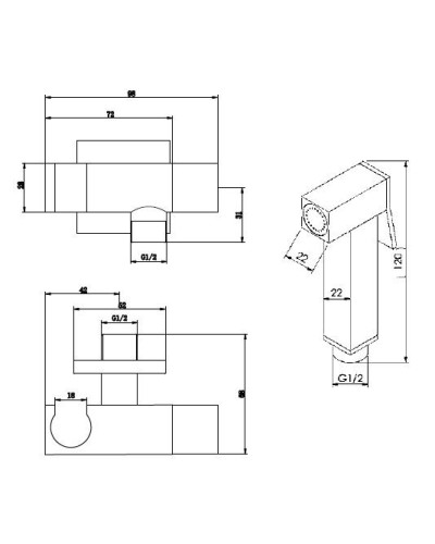 Гигиенический душ с гибким шлангом 120см держателем и запорным вентилем CEZARES CZR-L-DIF-BIO