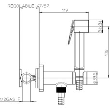 Гигиенический душ со смесителем Bossini Cube Brass E38001B.083 Черный хром