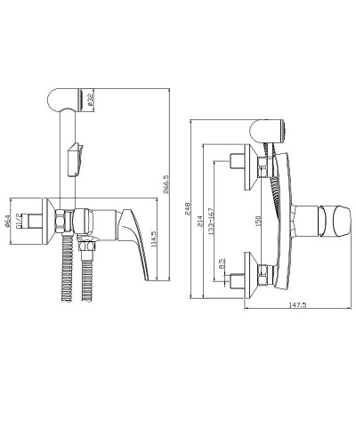 Гигиенический душ со смесителем Rossinka RS45-52 Хром