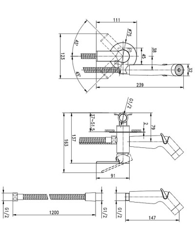 Гигиенический душ со смесителем Cersanit Brasko 64102 Хром