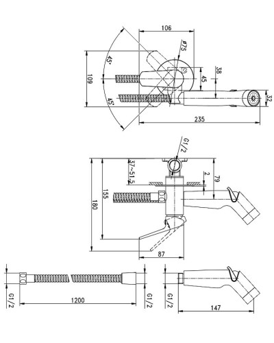 Гигиенический душ со смесителем Cersanit Flavis 64104 Хром
