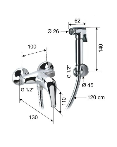 Гигиенический душ со смесителем Remer C332RELA Хром