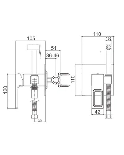 Гигиенический душ со смесителем Gappo G17-9 G7217-9 Оружейная сталь