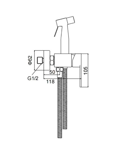 Гигиенический душ со смесителем Frap H801-6 F20801-6 Черный матовый