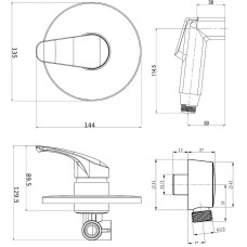 Гигиенический душ со смесителем Orange OneLife P01-888cr Хром