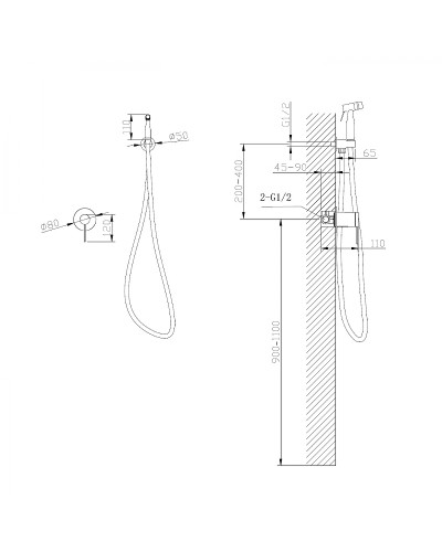 Гигиенический душ со смесителем Abber Emotion AF8825G Золото матовое