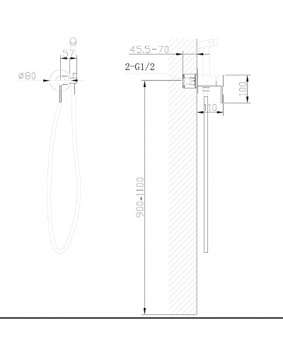 Гигиенический душ со смесителем Abber Wasser Kreis AF8125 Хром