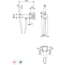 Гигиенический душ со смесителем Cezares Leaf LEAF-DIF-SS Sunset