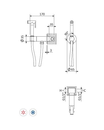 Гигиенический душ со смесителем Cezares Leaf LEAF-DIF-SS Sunset