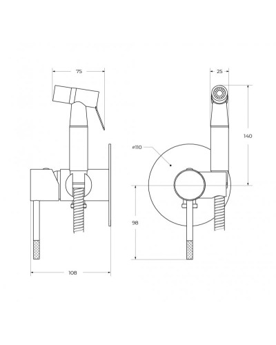 Гигиенический душ со смесителем CEZARES RELAX-DIF-GM