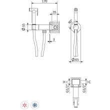 Гигиенический душ со смесителем Cezares Leaf LEAF-DIF-SR Sunrise