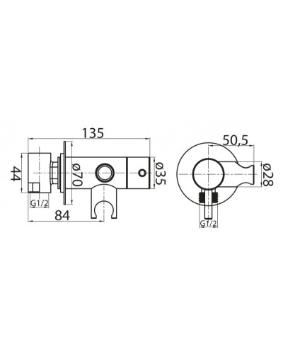 Смеситель для душа и гигенического душа Cezares CZR-DA1-02