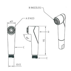Гигиенический душ со шлангом 120см и держателем CEZARES KARMA-IFS-01